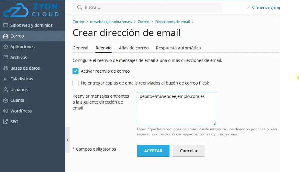 ctas correo plesk 3